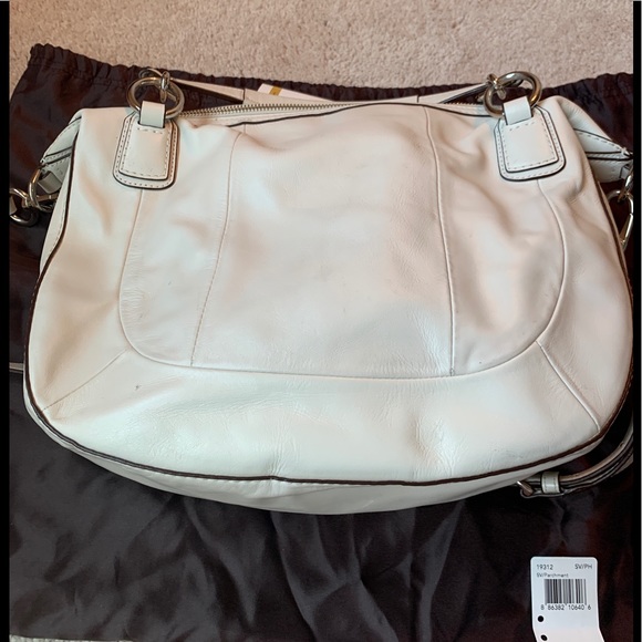 Coach KRI woven leather satchel. Silver/parchment. - Picture 2 of 9